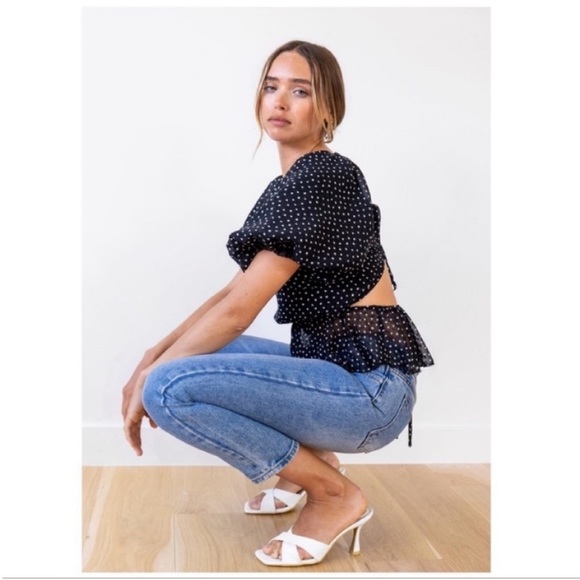 NASTY GAL | POLKA DOT OPEN BACK BALLOON SLEEVE TOP - Picture 4 of 5